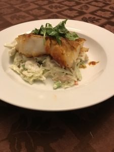 Spicy Fish with Cabbage Slaw